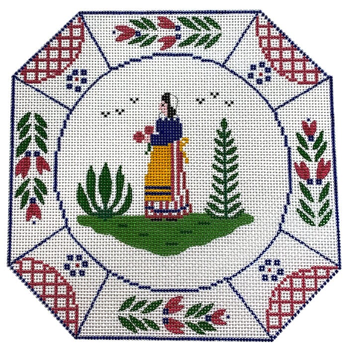 Provencal Plate Woman Painted Canvas All About Stitching/The Collection Design  - 1