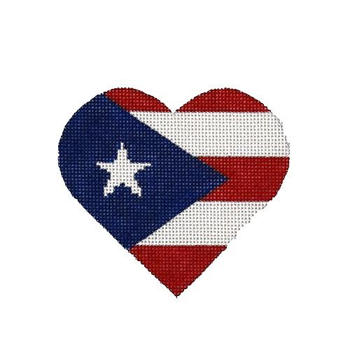 Puerto Rican Flag Heart Painted Canvas Pepperberry Designs 