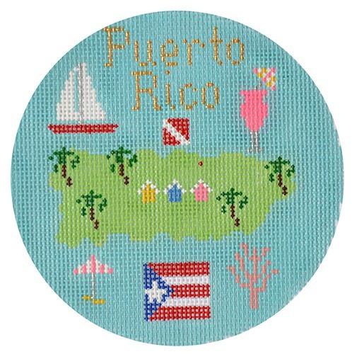 Puerto Rico Ornament Painted Canvas Silver Needle  - 1