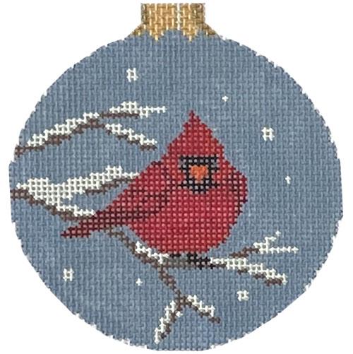 Puffed Cardinal Ornament Painted Canvas Susan Roberts Needlepoint Designs Inc. 