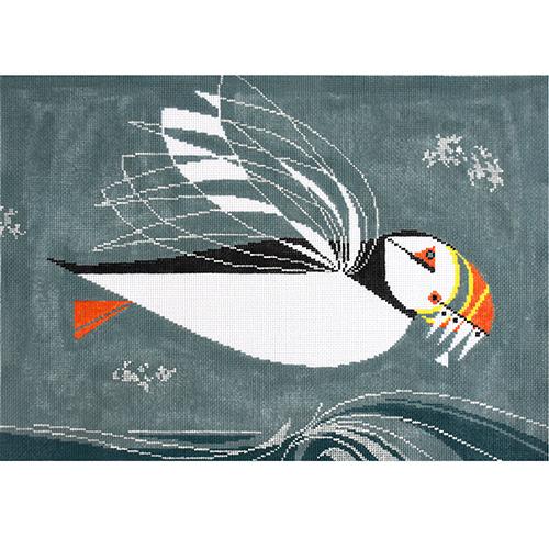 Puffin on 18 Painted Canvas Charley Harper 