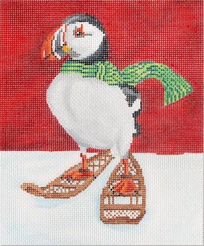 Puffin with Snow Shoes Painted Canvas Scott Church Creative 

