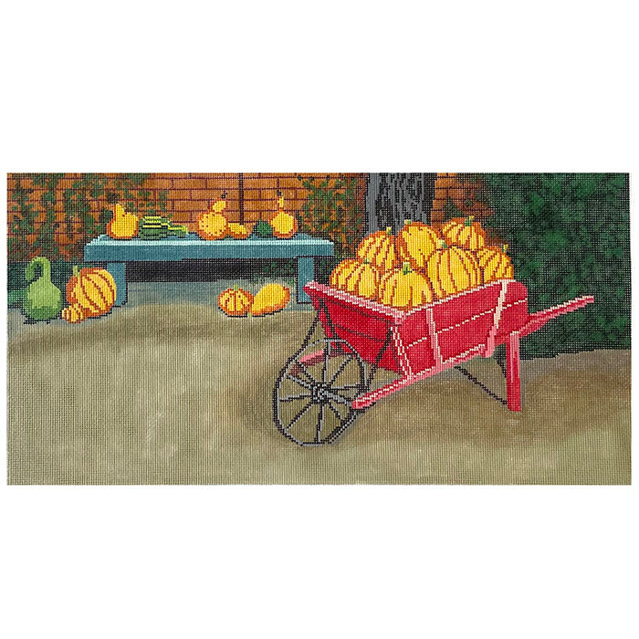 Pumpkin Cart Painted Canvas Patti Mann 