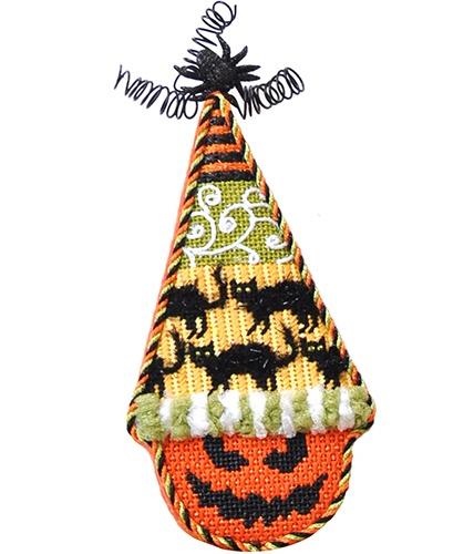 Pumpkin Cones - Black Cats with Stitch Guide Painted Canvas Kirk & Bradley 