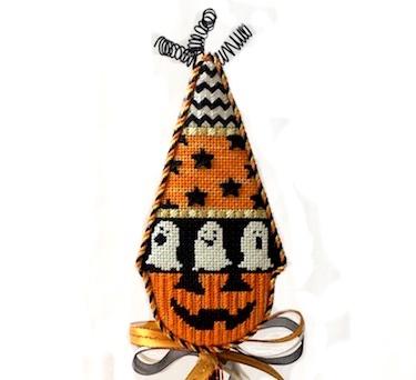 Pumpkin Cones - Ghosts with Stitch Guide Painted Canvas Kirk & Bradley 