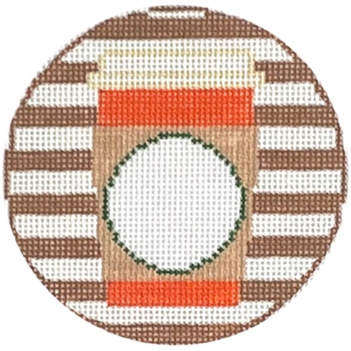 Pumpkin Cup Monogram Round Painted Canvas Rachel Donley 
