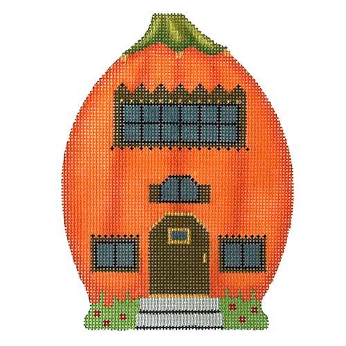 Pumpkin House   Brown Door Painted Canvas Melissa Shirley Designs  - 1