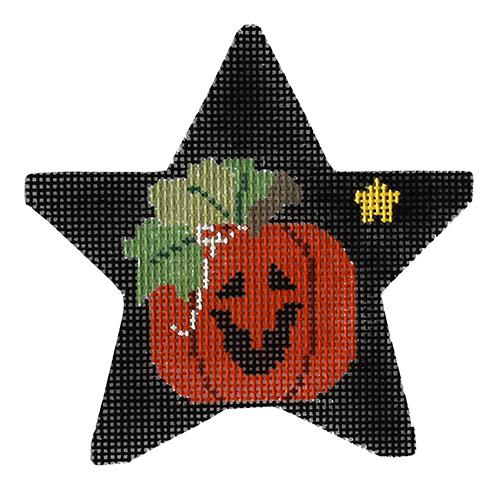 Pumpkin in Star with Stitch Guide Painted Canvas Kathy Schenkel Designs 