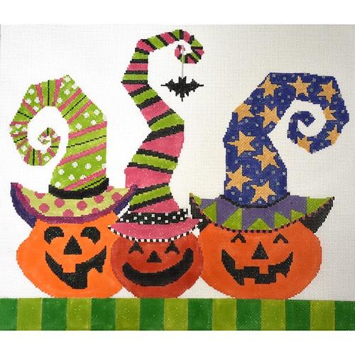 Pumpkin Patch Trio   Bat Painted Canvas The Meredith Collection  - 1