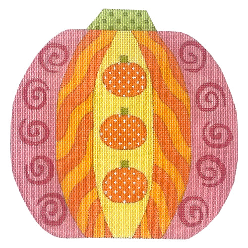 Pumpkin Patchwork   Trio with Stitch Guide Painted Canvas Eye Candy Needleart  - 1