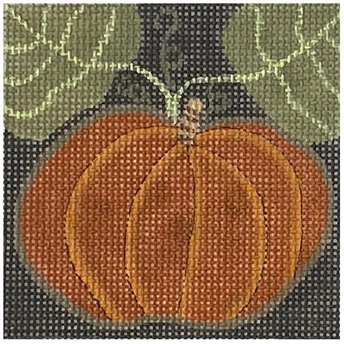 Pumpkin Square on Black Painted Canvas ditto! Needle Point Works  - 1