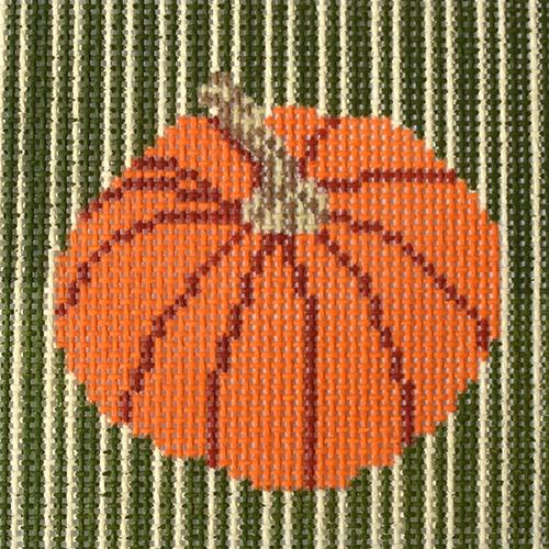 Pumpkin Stripe Coaster Painted Canvas J. Child Designs  - 1
