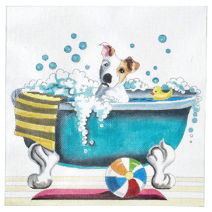 Puppy in Bathtub Painted Canvas Colors of Praise 