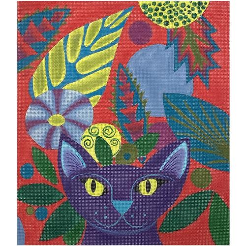 Purple Cat on 18 Painted Canvas Zecca 