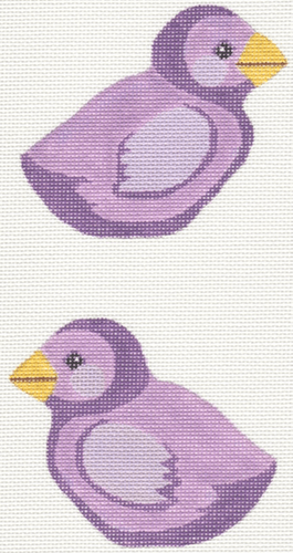 Purple Clip On Chick Painted Canvas Labors of Love Needlepoint  - 1