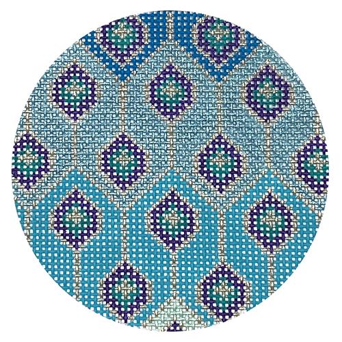 Purple Drops Geometric Round #5 Painted Canvas Danji Designs  - 1