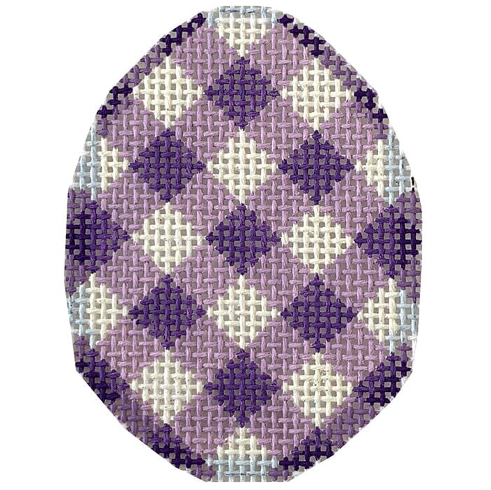 Purple Gingham Mini Egg Painted Canvas The Carolina Needlepoint Co LLC 