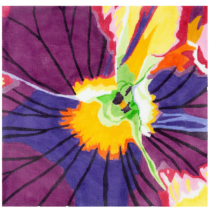 Purple Pansy Face JS Painted Canvas Jean Smith 