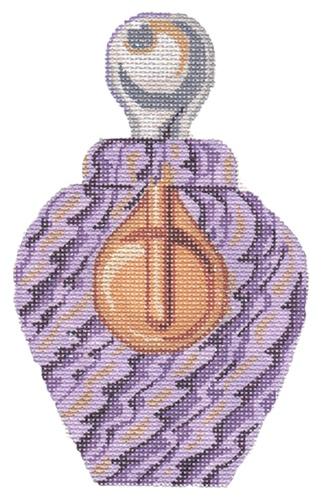 Purple Venetian Glass Perfume Bottle Painted Canvas Labors of Love Needlepoint 