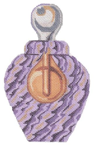 Purple Venetian Glass Perfume Bottle Painted Canvas Labors of Love Needlepoint  - 1