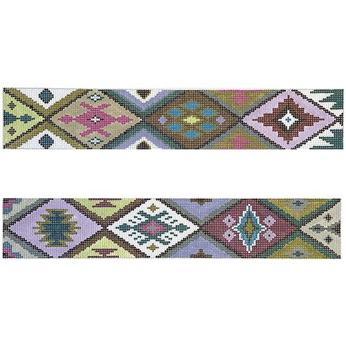 Purple/Green/Brown Purse Borders Painted Canvas Colors of Praise 