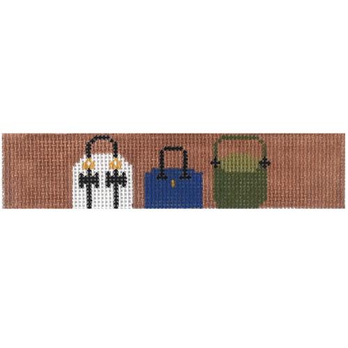 Purses on Khaki Background Key Fob Painted Canvas The Meredith Collection 