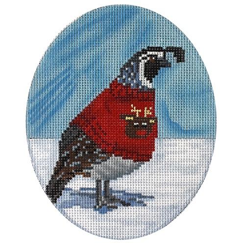 Quail Ornament Painted Canvas Scott Church Creative  - 1