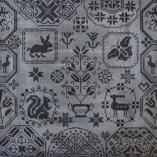 Quaker Sampler Painted Canvas Birds of a Feather 
