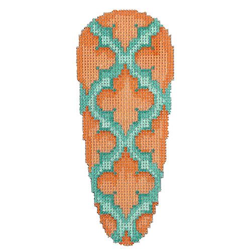 Quatrefoil Carrot - Aqua Painted Canvas Associated Talents 