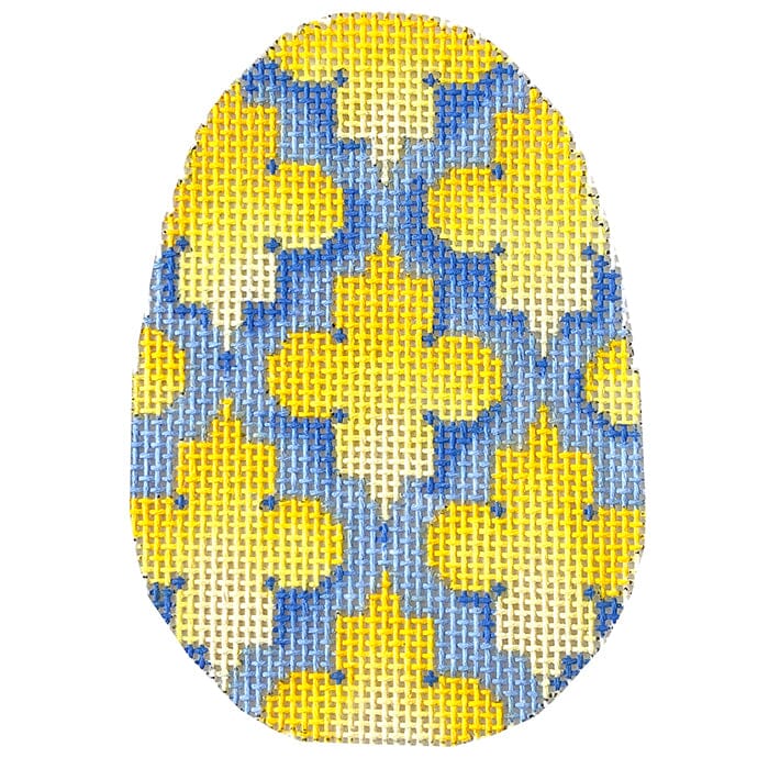 Quatrefoil Egg - Yellow & Blue Painted Canvas Associated Talents 