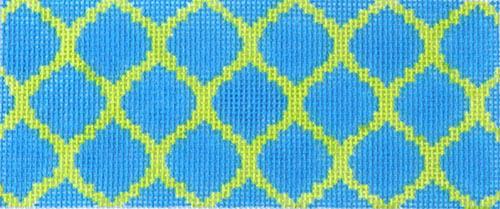 Quatrefoils - Cobalt on Lime Painted Canvas Kate Dickerson Needlepoint Collections 