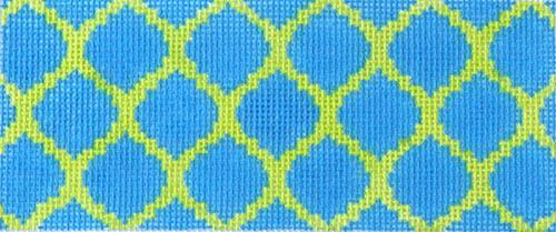 Quatrefoils   Cobalt on Lime Painted Canvas Kate Dickerson Needlepoint Collections  - 1