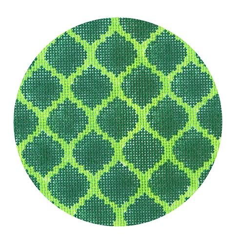 Quatrefoils   Emerald on Lime Painted Canvas Kate Dickerson Needlepoint Collections  - 1