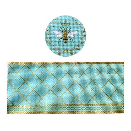 Queen Bee Blue Hinged Box with Hardware Painted Canvas Funda Scully 