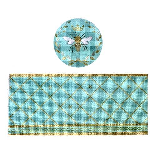 Queen Bee Blue Hinged Box with Hardware Painted Canvas Funda Scully  - 1