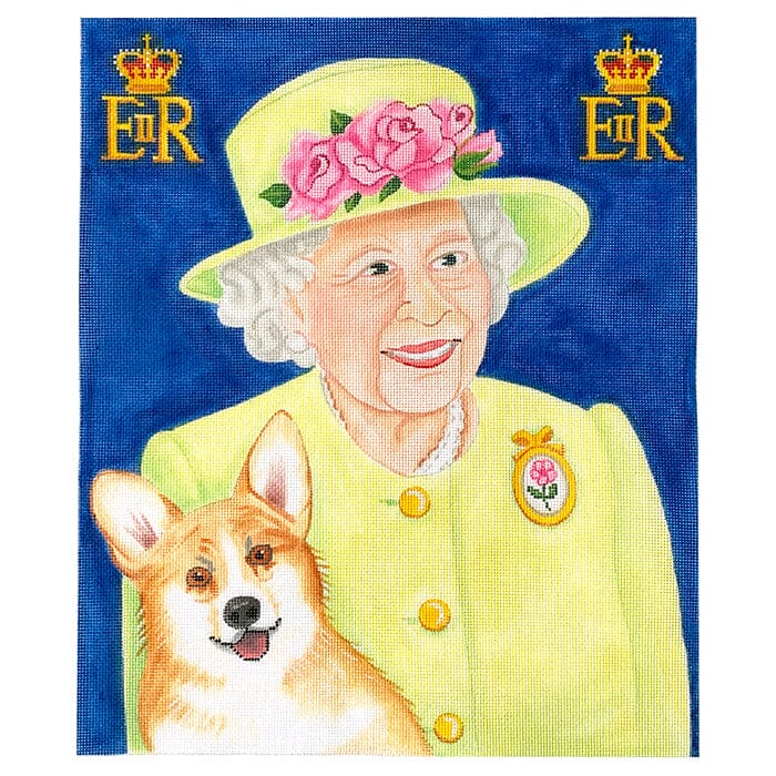 Queen Elizabeth II Painted Canvas Kate Dickerson Needlepoint Collections 
