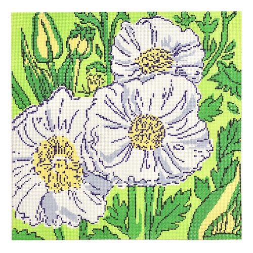 Queen Wiheminas Poppies Painted Canvas Anne Fisher Needlepoint LLC 
