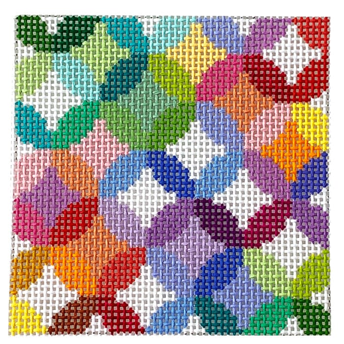 Quilt Rings Coaster Painted Canvas Elizabeth Crane Swartz Designs  - 1