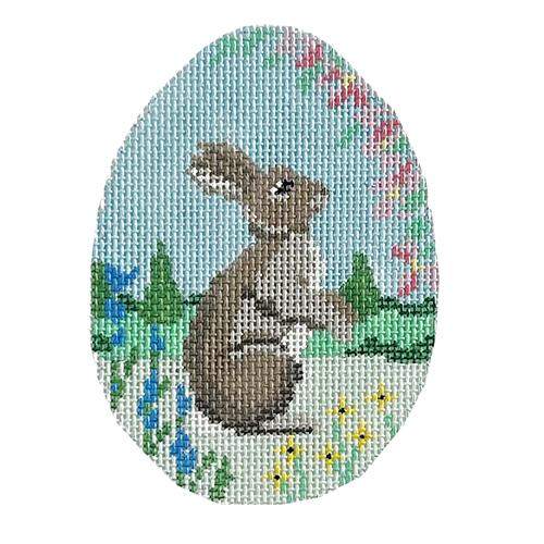 Rabbit in Flowers Egg Painted Canvas Susan Roberts Needlepoint Designs Inc. 