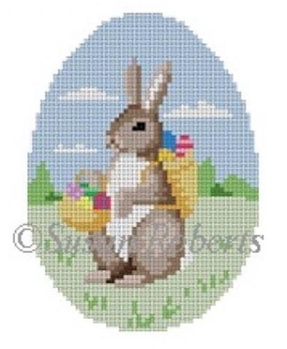 Rabbit with Egg Basket Painted Canvas Susan Roberts Needlepoint Designs, Inc. 