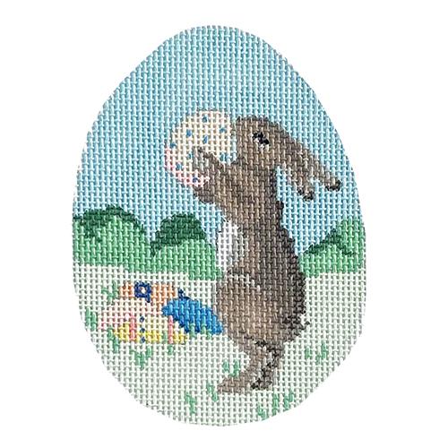 Rabbit with Eggs Egg Painted Canvas Susan Roberts Needlepoint Designs Inc. 