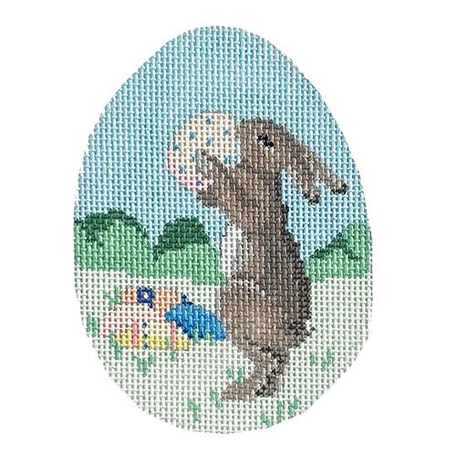 Rabbit with Eggs Egg Painted Canvas Susan Roberts Needlepoint Designs Inc. 
