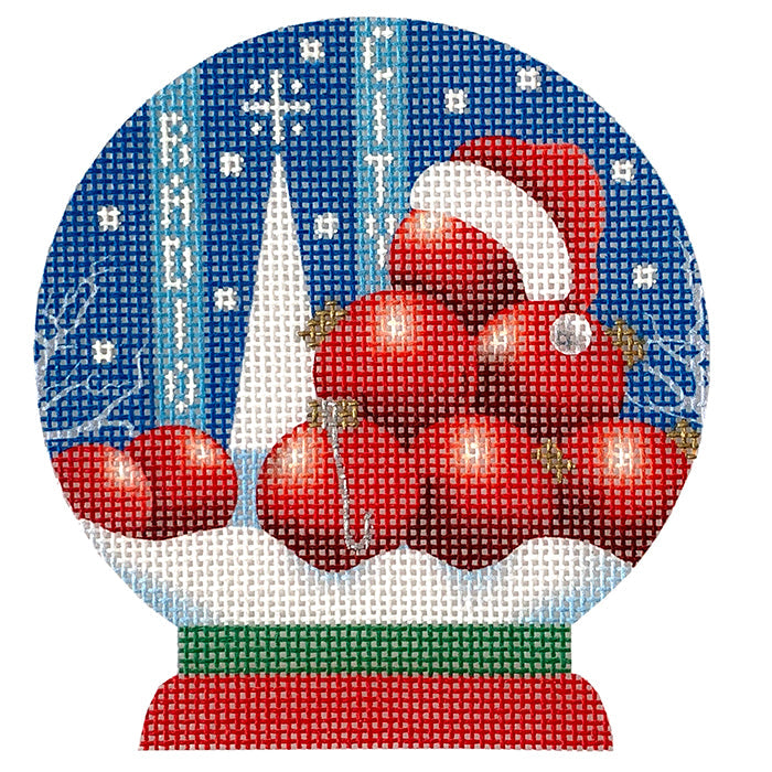 Radio City Christmas Balls Snowglobe Painted Canvas Pepperberry Designs  - 1
