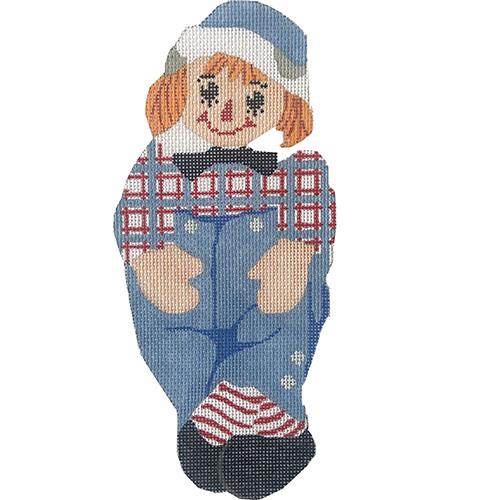 Raggedy Andy Ornament Painted Canvas Silver Needle 
