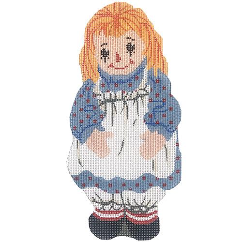 Raggedy Ann Ornament Painted Canvas Silver Needle 