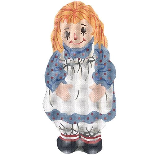 Raggedy Ann Ornament Painted Canvas Silver Needle 
