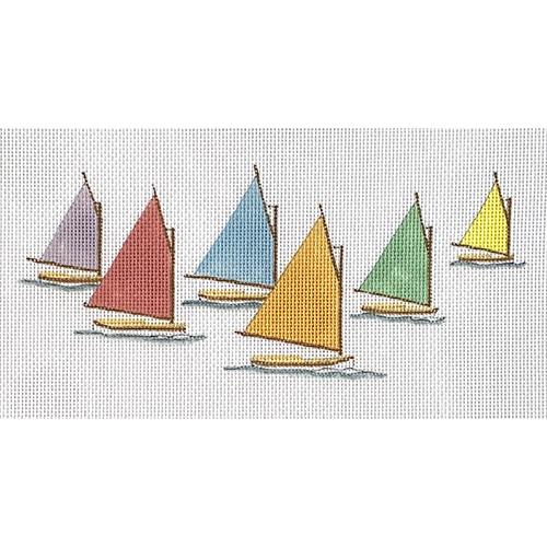 Rainbow Fleet in Pastels Painted Canvas All About Stitching/The Collection Design 