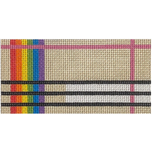 Rainbow Plaid Insert Painted Canvas Mopsey Designs 