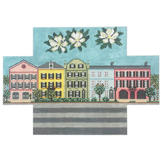 Rainbow Row   Charleston Row Houses Brick Cover Painted Canvas Needle Crossings 
