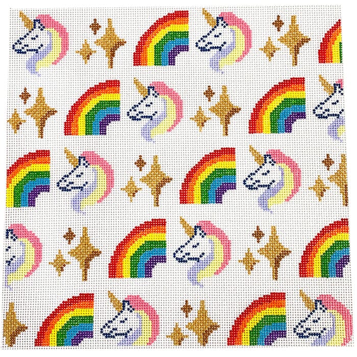 Rainbow Sparkle Unicorn Painted Canvas Mopsey Designs  - 1